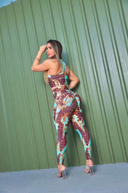 Sea Green Leopard Prints Workout Set - Image 5