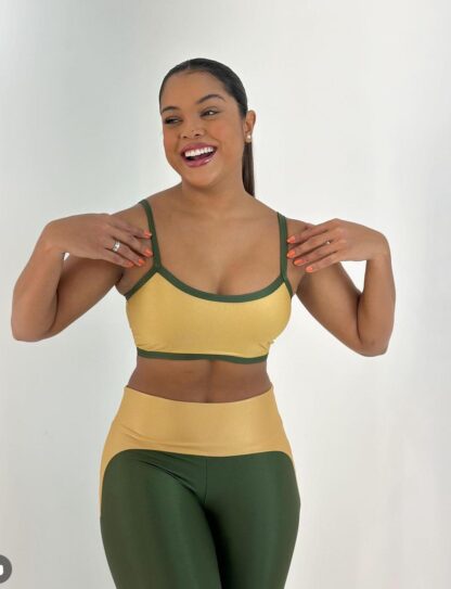 Moss Green & Golden Heart Women Workout Set - Image 2