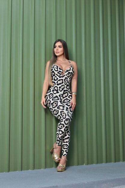 White Animal Print Women Jumpsuit