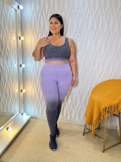 Gradient Lavender Plus Size Women Workout Set