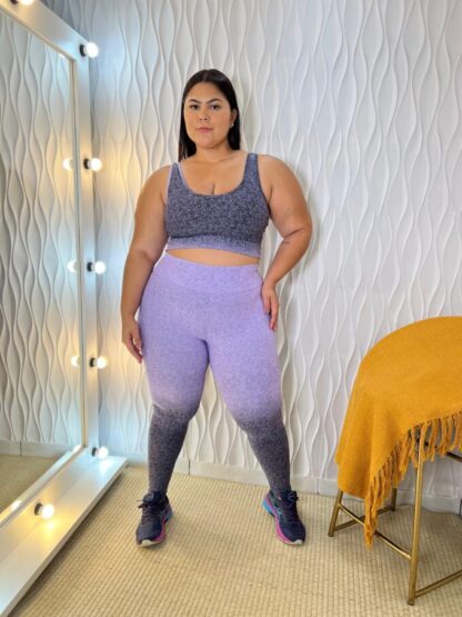 Gradient Lavender Plus Size Women Workout Set - Image 3