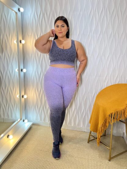 Gradient Lavender Plus Size Women Workout Set - Image 2