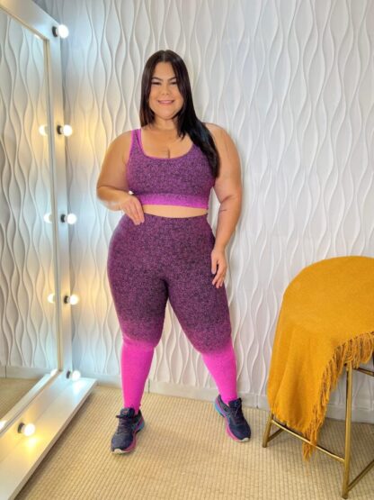 Bubblegum Pink Plus Size Women Workout Set - Image 2