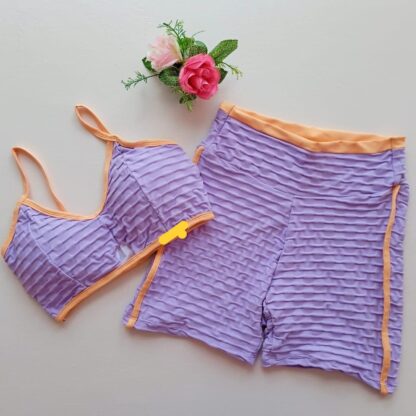 Lavender and Daisy Jacquard Top and Short Set