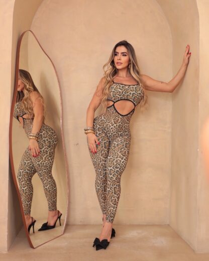 Fine Leopard Push Up Jumpsuit - Image 3